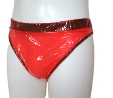 PVC U like Briefs Shiny Clear Plastic Red Vinyl Pants Knickers 