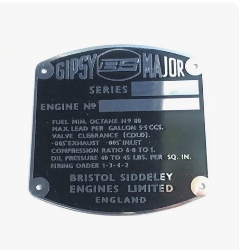 Gipsy major engine plate part - gipsy,