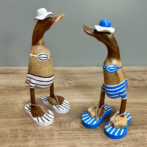 Carved wooden ducks - wooden, bikini