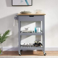 3-Tier Kitchen Rolling Slim Trolley Island Serving Cart Organiser With Drawer