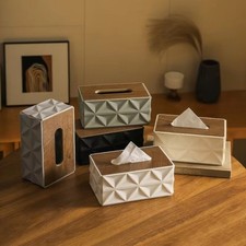 Wooden Lid Tissue Box Elegant