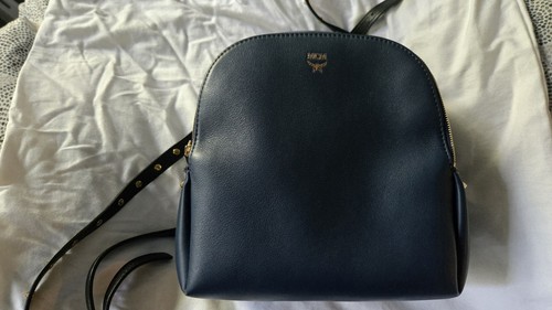 Mcm navy leather mini - navy,