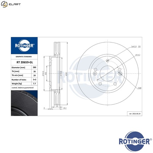 Brake disc 20659 gl - 2x, for