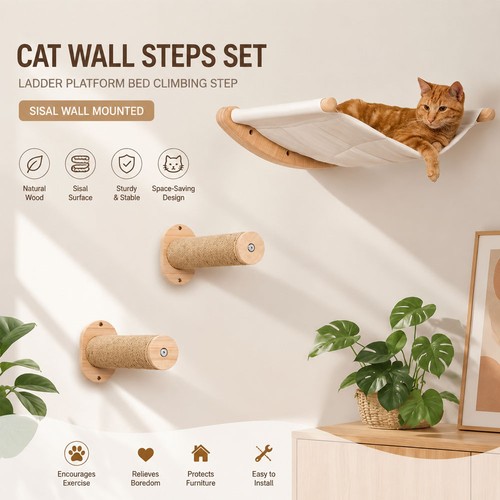 Cat wall shelves - cat,
