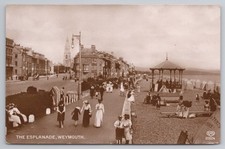 c1908 Weymouth The Esplanade Postcard Dorset Bandstand Beach Tents FAS 01624