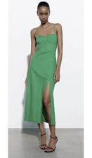 NWT Zara green linen midi