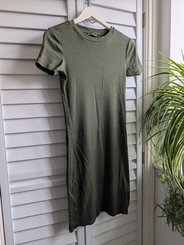 Zara olive green ribbed short - green,