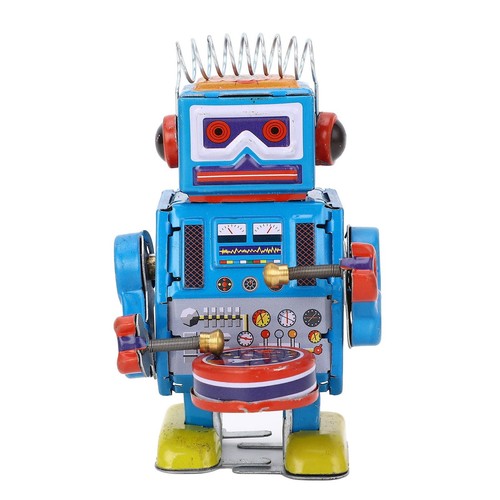 Robot clockwork toy drumming - robot,