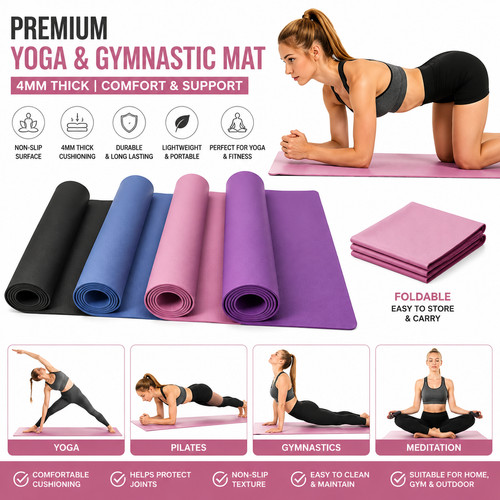Yoga gymnastic mat foldable - yoga,