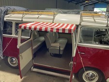 VW T2 Split Screen Sun Canopy on Cargo Doors Red White stripy waterproof C9863R