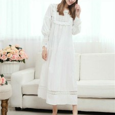 Ladies Girl Lolita Victorian Nightdress Nightwear Vintage Sleepwear Lace Cotton