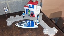 Playmobil 5128 Harbour Police Station & Speed Boat Used / Clearance