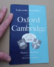 1959 OXFORD V CAMBRIDGE UNIVERSITY BOAT RACE OFFICIAL SOUVENIR PROGRAMME