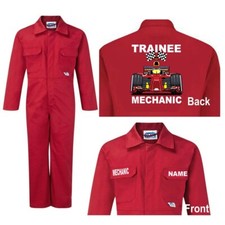 Kids children red blue boiler suit overalls coveralls customise racing mechanic