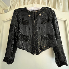 Topshop Cropped Black Sequin & Beaded Evening Jacket – UK 10 – New with Tags