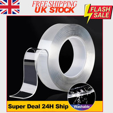 Heavy Duty Double-Sided Nano Tape Reusable Strong Stick Mounting Gel Clear UK
