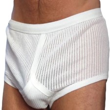 New Men's 6 Pairs White Cotton Mesh Airtex Y Fronts Underwear UK Sizes S-2XL