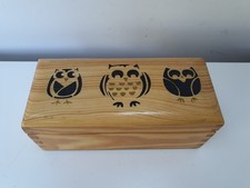 Wooden Tea Storage Box Owl