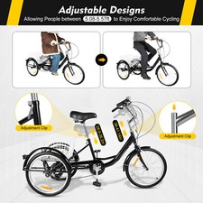 20 INCH Adult Tricycle 8 Speed 3 Wheel Bike Adult Trike w/ Basket