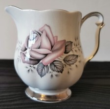 Vintage Queen Anne Fair Lady Bone China Milk Jug Pink Rose England