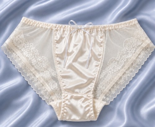 Womens cream sheer back brief - back,
