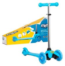 Star Light Up Boys Scooter Tri-scooter Kids 3-6 Years Tilt and Turn - Light Blue