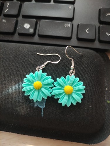 Turquoise flower earrings with - earrings,