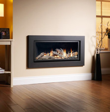 GAS FIRE VOLA SERIES 800 BLACK WALL INSET REMOTE CONTROL GLASS FRONTED BNIB
