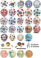 Shabby chic cupboard door knobs handles drawer pulls. Ceramic and resin knobs.