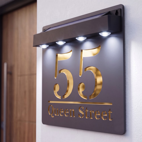 Laser house number - house, plaques