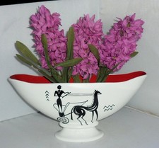 ART DECO WHITE RED BLACK BURLEIGH WARE BURGESS & LEIGH GREEK FLOWER PLANTER VASE
