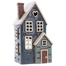 Shudehill Giftware Village Pottery Navy Porch House Tealight Holder
