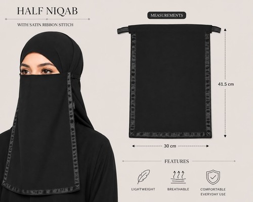 Black half niqab with - half,