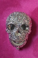 Butler & Wilson Mini Skull Compact Mirror Sparkly  Silver Halloween Red Fashion 