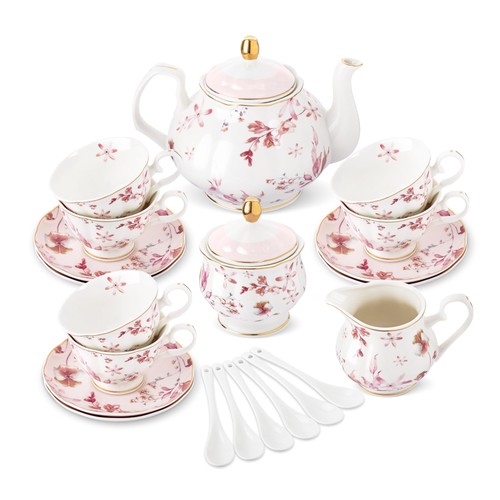 Fanquare pieces pink leaves - 21,