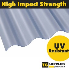 High Impact CLEAR Corrugated 3" PVC Roofing Sheets UV Protected | VARIOUS SIZES