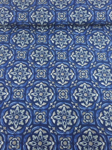 Navy blue tile medallion - blue,