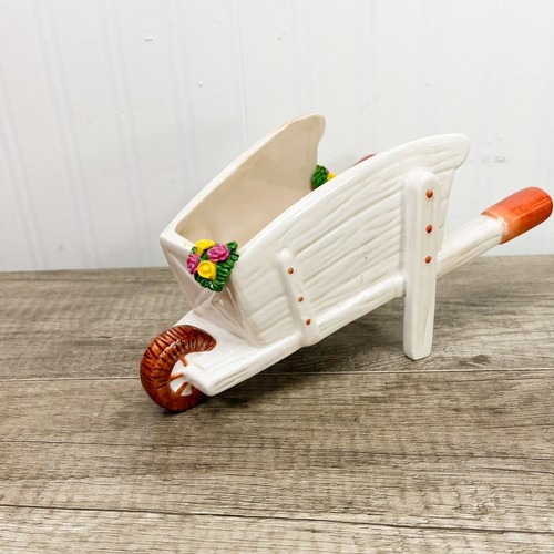 Vintage ceramic wheelbarrow - ceramic,