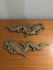 Oriental Chinese Brass Wall Dragon Hangers Solid Brass