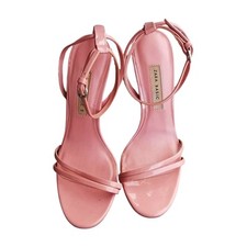 ZARA BASIC Pink Strappy Patent Heels Size 39 EU / 6 UK Glossy Ankle Strap