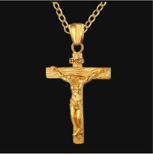 Mens Women Chain Necklace Cross Stainless Steel Pendant Crucifix Jesus UK
