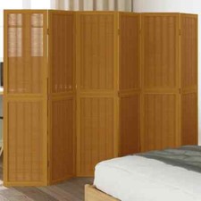 Room Divider 6 Panels Brown Solid Wood Paulownia vidaXL