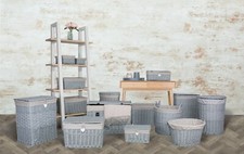 Grey Paint Collection Home Bathroom Storage Wicker Basket Trunk Gift Hampers