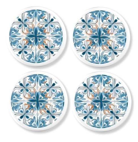 Floral cabinet knobs blue - cabinet, –
