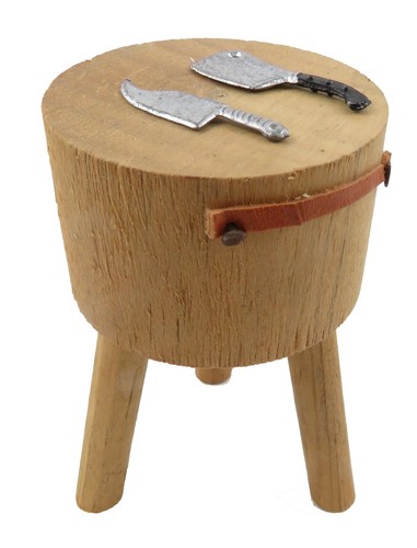Dolls house butchers chopping - butchers,