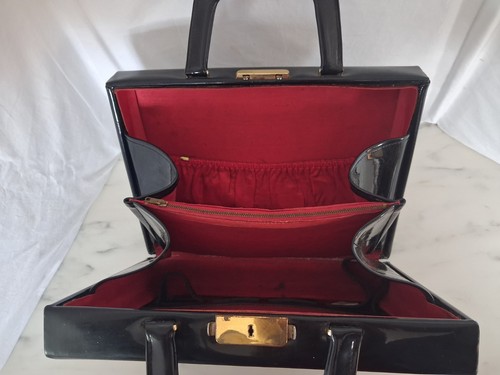 Vintage black patent vanity - vintage,