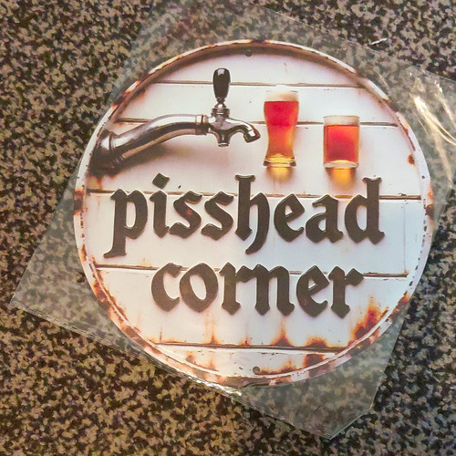 Round vintage metal bar sign - vintage,