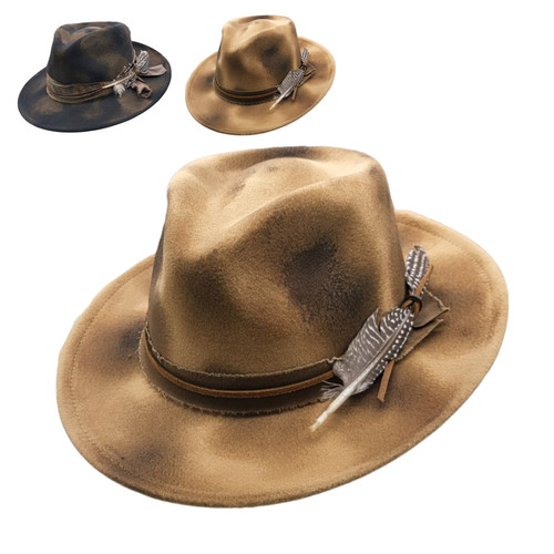 Vintage faded fedora hat - fedora,