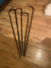 Collection of 5 Wooden Canes, Vintage Walking Sticks, Curved Crook Handles