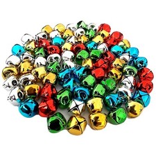 80 Jingle Bells 15mm Coloured Gold Silver Red Green Blue for Craft Kids Crafts